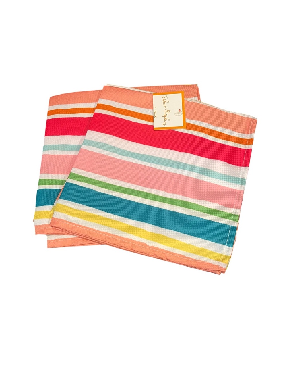 Vibrant Colorful Striped Fabric Napkins - Set of 4 NWT
